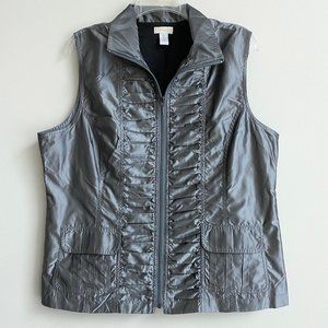 Chico's Grey Silver Ruched Vest Size 2 (L) NWOT